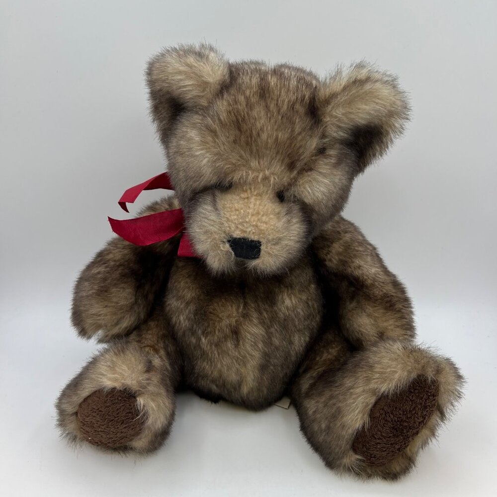 Vintage Russ Berrie for Bombay Danny Brown Bear 14" Plush Animal w/ Ribbon